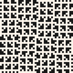 Vector black and white geometric seamless pattern with small squares, tiles