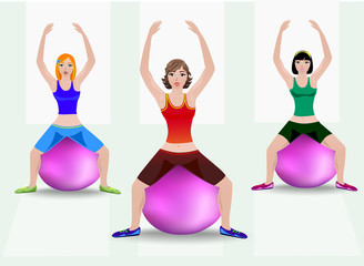 Illustration of a girl doing fitness