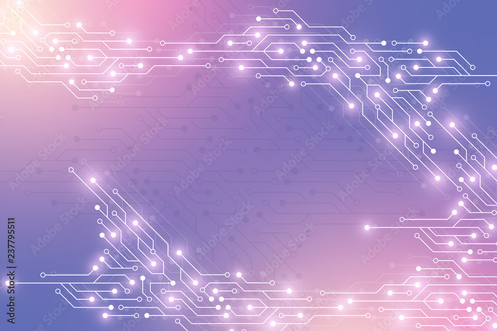 Aufkleber Computer motherboard vector background with circuit board electronic elements. Electronic texture for computer technology, engineering concept. Motherboard integrated computing illustration