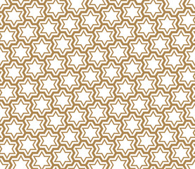 Seamless simple geometric pattern with six-pointed stars and hexagons.