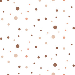 Brown confetti seamless vector pattern. Dotted circles abstract texture.