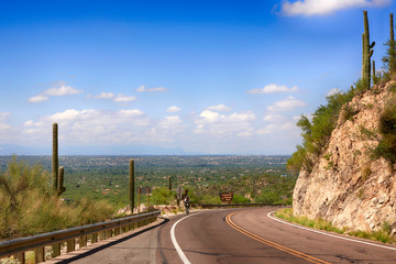 Winding road up to the top of Mount Lemmon, some 9,159ft above sea level in Arizona