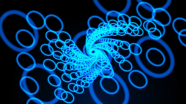 Abstract 3D big data visualization. Cybernetic machine, mechanism. Complexity and data flood of modern digital age. 3D rendering.