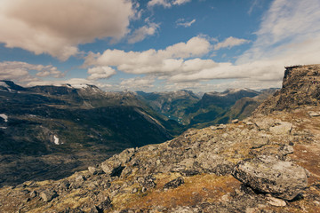 Fototapeta premium Mountains landscape with Dalsnibba viewpoint, Norway