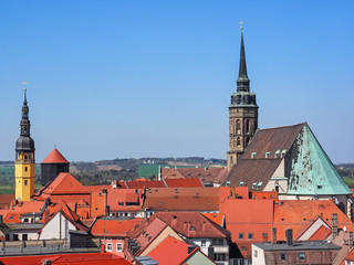 Obraz premium Luftbild der Stadt Bautzen in Sachsen, Ostdeutschland
