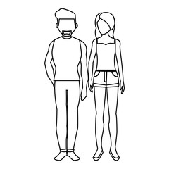 Young model couple in black and white