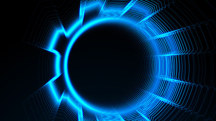 Abstract 3D big data visualization. Abstract futuristic 3D speed tunnel warp. Complexity and data flood of modern digital age. 3D rendering.