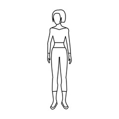 Young woman cartoon in black and white