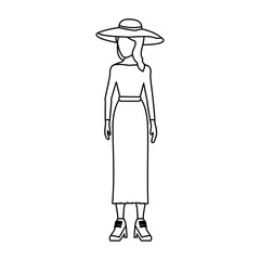 Young woman cartoon in black and white