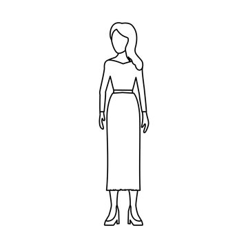 Young woman cartoon in black and white
