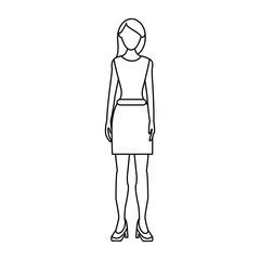 Young woman cartoon in black and white
