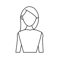Young woman cartoon in black and white