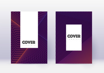 Hipster cover design template set. Violet abstract