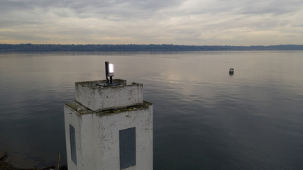 Boat at Browns Point Lighthouse Commencement Bay Puget Sound Tacoma Washington