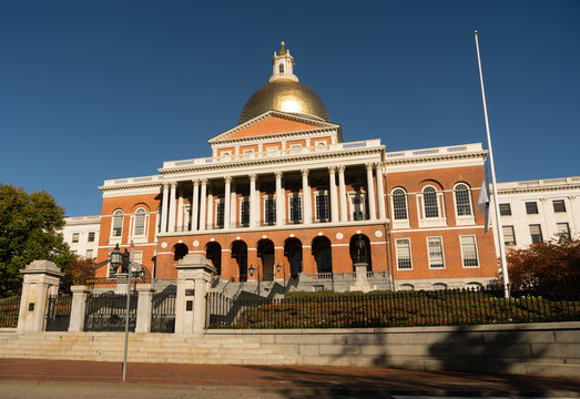 Front Bulfinch Entrance Massachusetts State House Capital Building Boston