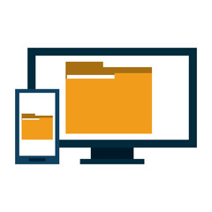 Computer and smartphone with folders