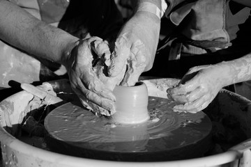pottery, black and white