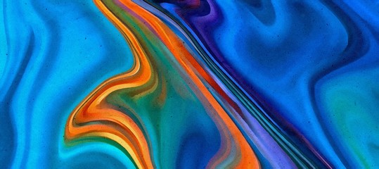 Obraz premium Abstract marble acrylic background. Watercolor swirl texture. Psychedelic vortex crazy art. Unusual waves design pattern. Warm and very bright colors.