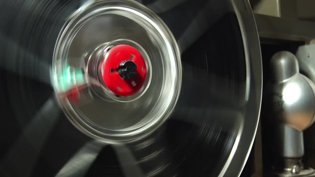 Film Reel Turning fast On Projector. Close up shot
