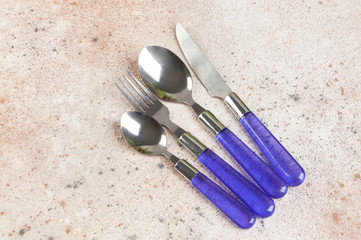 Cutlery set with fork, knife and spoon