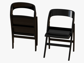 Two black folding chair 3d rendering