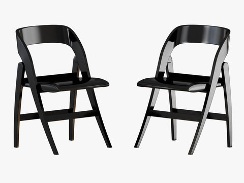Two black folding chair 3d rendering