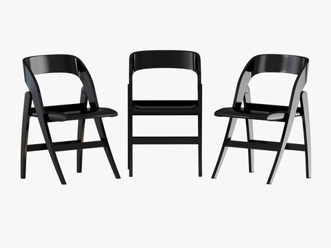 Three black folding chair 3d rendering