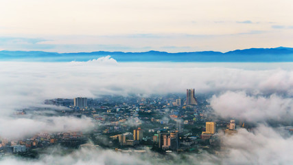 Foggy morning over the city