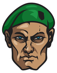 face of experienced soldier vector