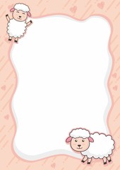 Cute pink frame with sheep vector 
