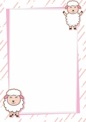 Cute pink frame with sheep vector 