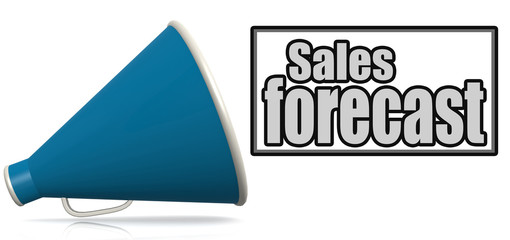 Sales forecast word on blue megaphone