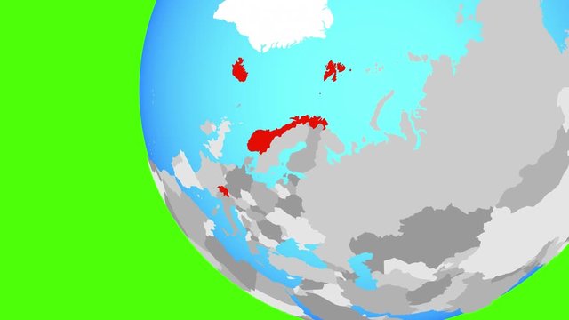 Closing in on EFTA countries on simple globe. 3D illustration.