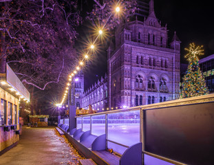 Skating rink near Natural history museum in London