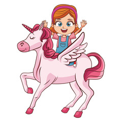 Girl on unicorn cartoon