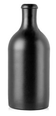 The dark bottle with alcoholic beverage isolated on white