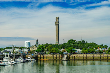 Obraz premium Provincetown Marina and Pilgrim Monument, Provincetown MA US