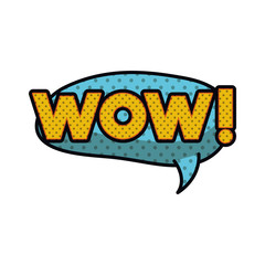 wow comic words in speech bubble isolated icon