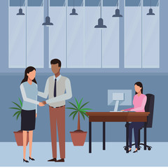 Business people and office elements