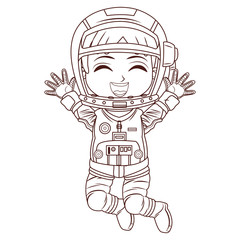 Astronaut girl cartoon