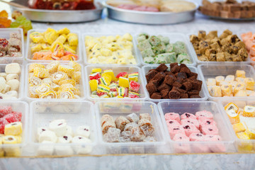 Sweet display on a market