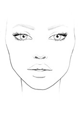 Face chart Makeup Artist Blank. Beautiful woman portrait. Face chart. Makeup Artist Blank. Template.