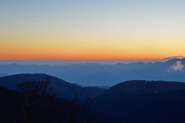 大台ケ原山日出ヶ岳からの日没直後の情景