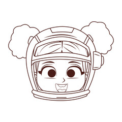 Astronaut girl face in black and white