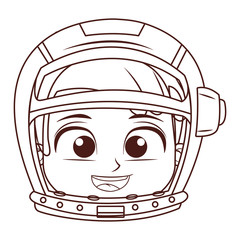 Astronaut boy face in black and white