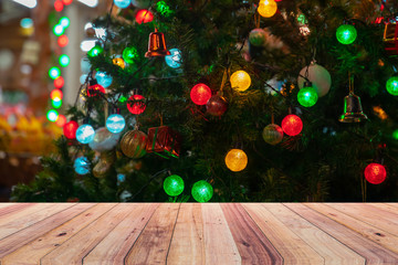 Christmas background and wooden floor