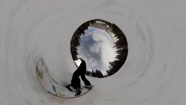 360 video of snowboarding in Colorado ski resort