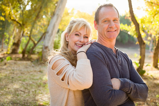 Happy Middle Aged Caucasian Couple Portrait Outdoors