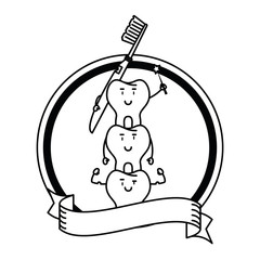dental care cartoon black and white