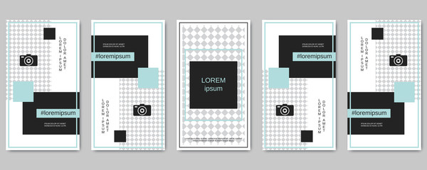 Trendy social network stories editable vector templates collection. Web application background for social media